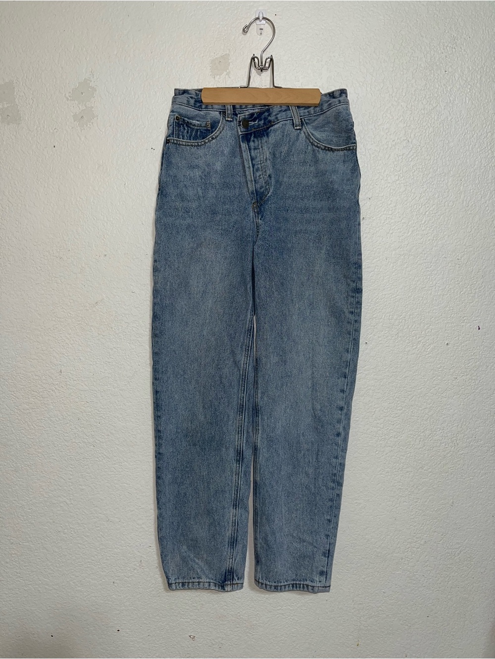 The Kript Y2K inspired Light Blue Women’s Jeans with slanted button fly